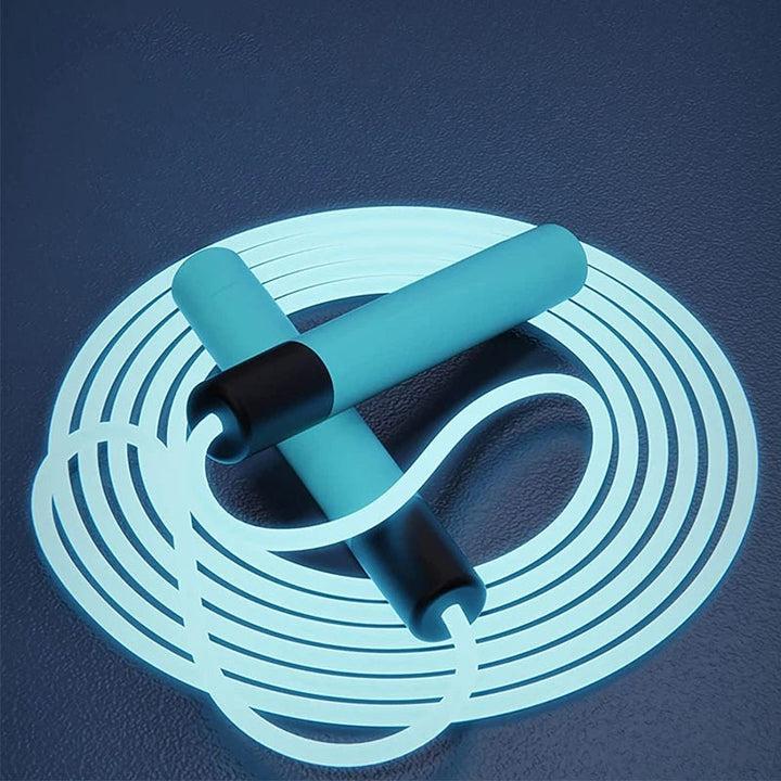 "LED-lysande hopprep med färgglada ljus och ergonomiska handtag, justerbar längd för både barn och vuxna"