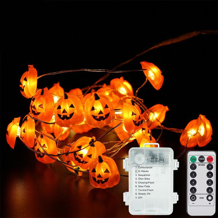 "LED pumpa strängljus, USB-driven, stämningsfull Halloween dekoration, utomhusbelysning, vattentät, halloween belysning."