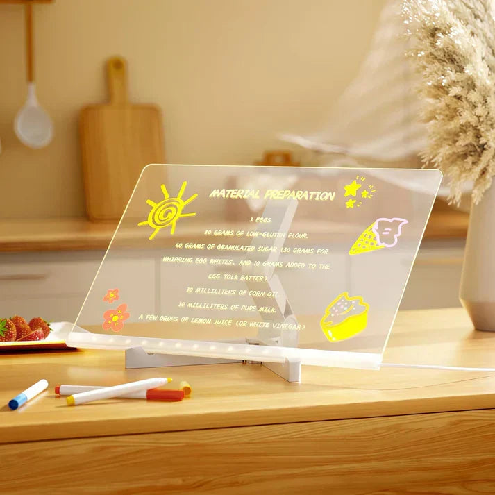 IllumiSkriv akrylskiva med LED-ljus. Mångsidig ritplatta och planeringstavla för barn.