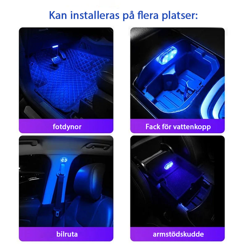 "LED-stämningsljus för bil, beröringskänsligt, kompakt, med klar belysning och flerfärgalternativ, perfekt för bilinteriör."