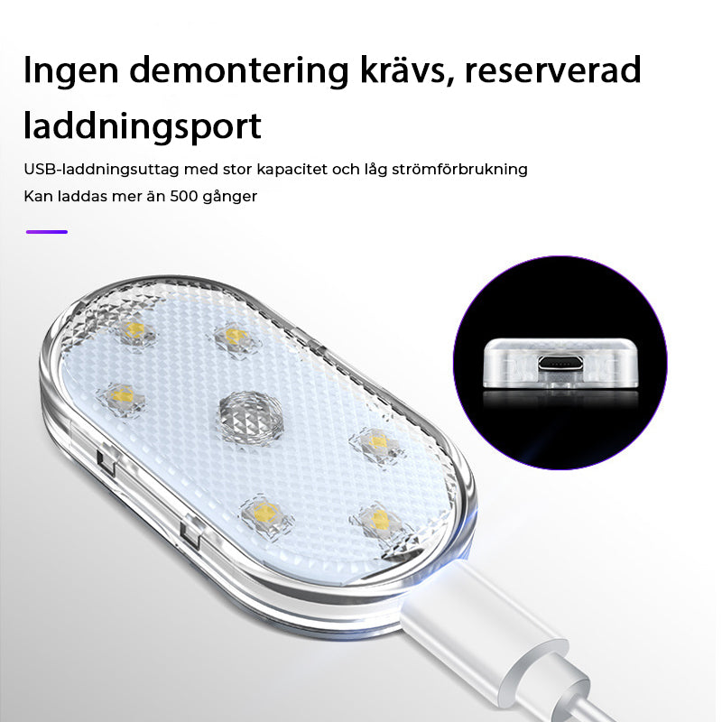 "LED-stämningsljus för bil, beröringskänsligt, kompakt, med klar belysning och flerfärgalternativ, perfekt för bilinteriör."