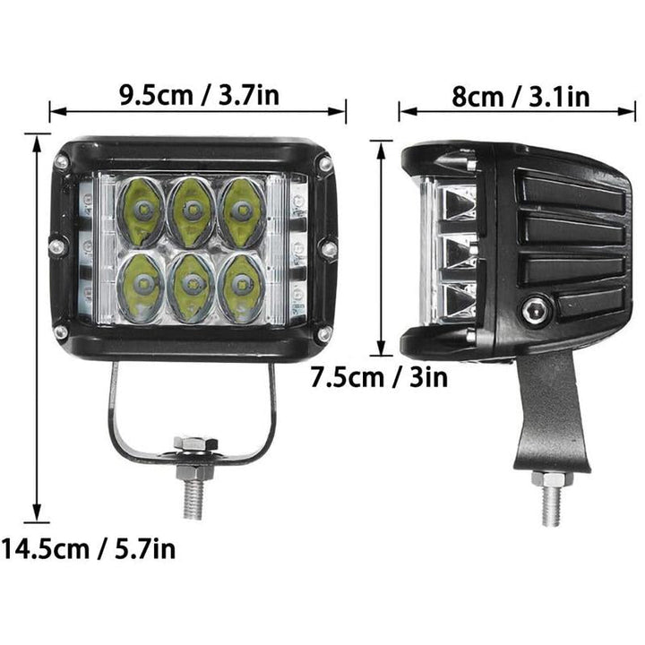 "LED strålkastare Off-Road, aluminiumhus, kombistrålereflektion, för biltillbehör, terrängfordon, vattentät IP67"