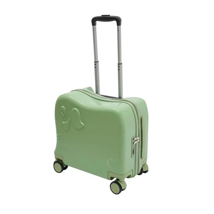 Robust barnbagage med elefantmotiv, hårt skal och smidiga hjul för barnets resa.