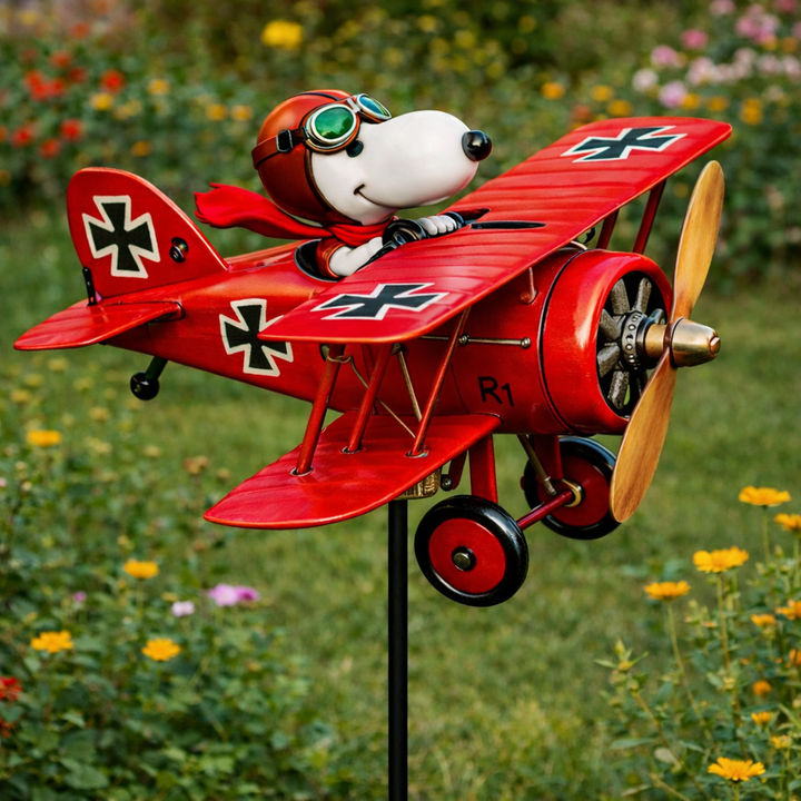 Charmig väderkvarn pilot vindsnurra. Perfekt trädgårdspresent som en dekorativ flygare för utomhusbruk.