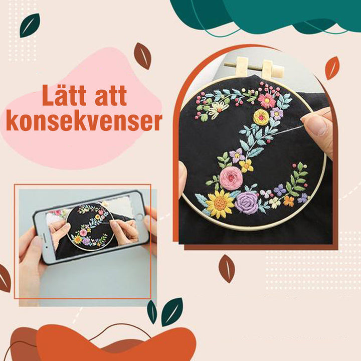 "Leksak DIY broderi set med levande färger, färgglada trådar och mönster för personlig prägel på kläder och accessoarer."