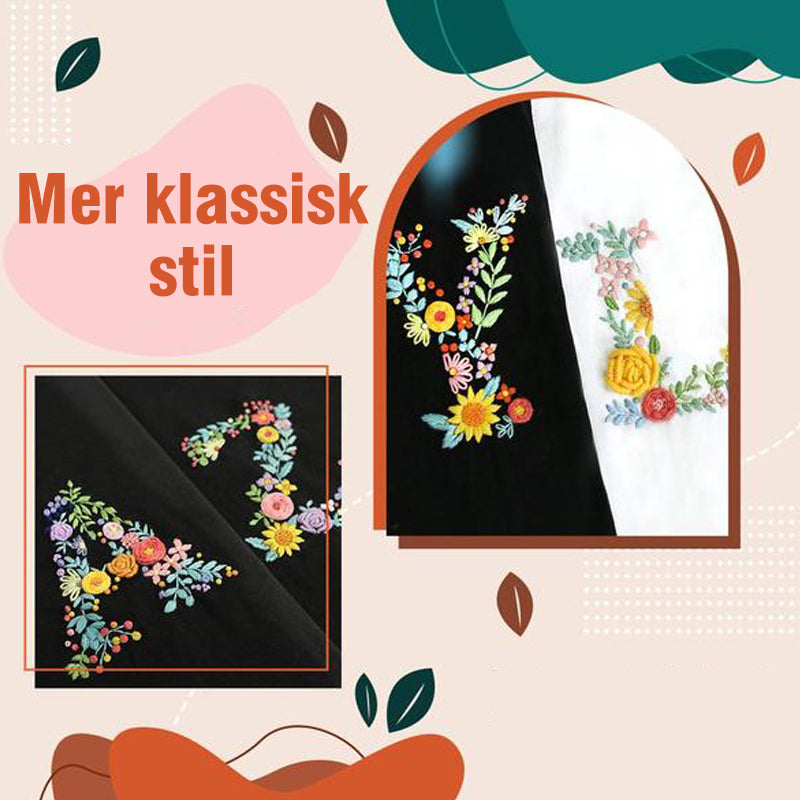"Leksak DIY broderi set med levande färger, färgglada trådar och mönster för personlig prägel på kläder och accessoarer."