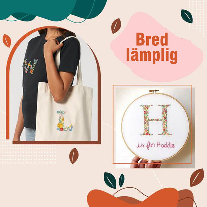 "Leksak DIY broderi set med levande färger, färgglada trådar och mönster för personlig prägel på kläder och accessoarer."