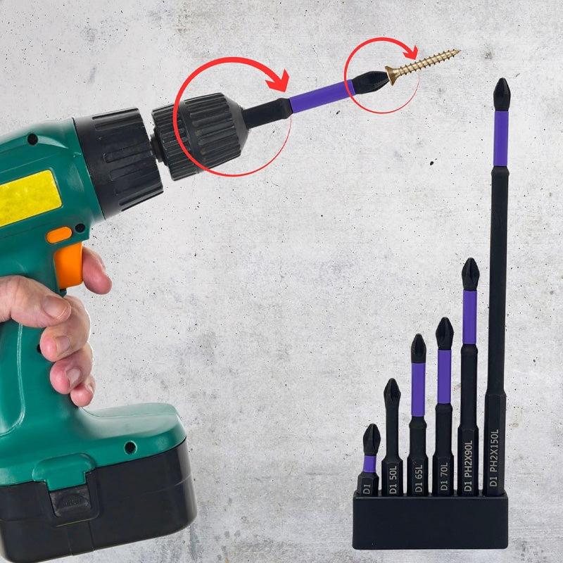 "Lila halkfria skruvmejselbitar i hållbart S2-stål, designade för grepp och precision i DIY-projekt."