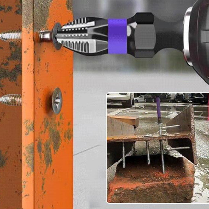 "Lila halkfria skruvmejselbitar i hållbart S2-stål, designade för grepp och precision i DIY-projekt."