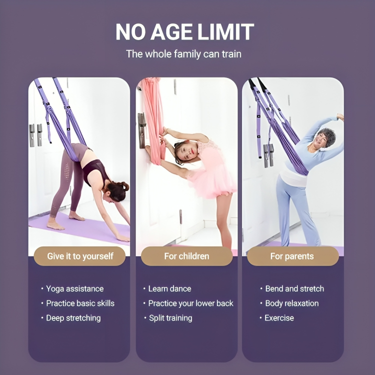 Rosa luftsegel för djupa sträckningar i yoga. Öka din flexibilitet, styrka och gör effektiv kroppsviktsträning.