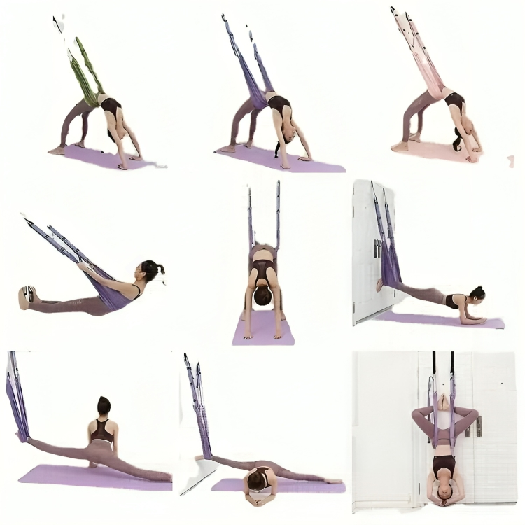Grönt luftsegel för fitness & kroppsviktsträning. Maximera din flexibilitet, stretch och yogapositioner hemma.