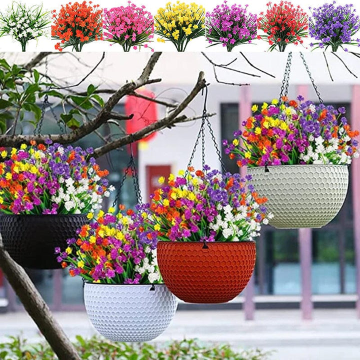 "Livfulla utomhus konstgjorda blommor med naturligt utseende i livliga färger, perfekt för enkel och elegant dekoration."