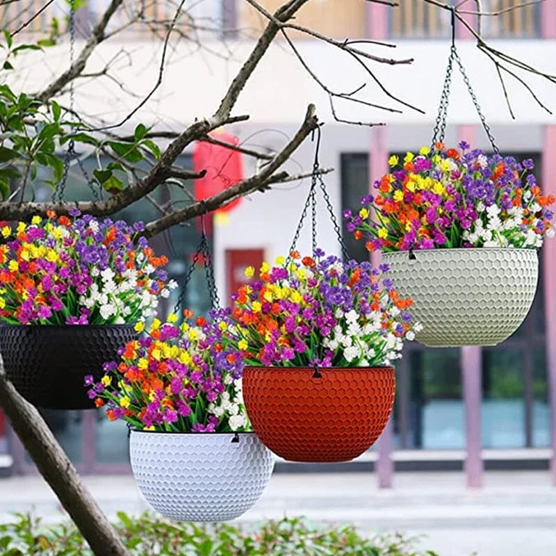 "Livfulla utomhus konstgjorda blommor med naturligt utseende i livliga färger, perfekt för enkel och elegant dekoration."