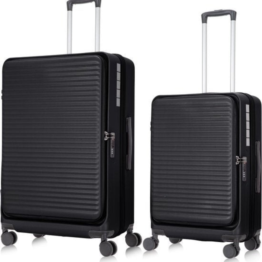 Lila resväskset med hårt skal, integrerat laptopfack & säkert TSA-lås för resor.