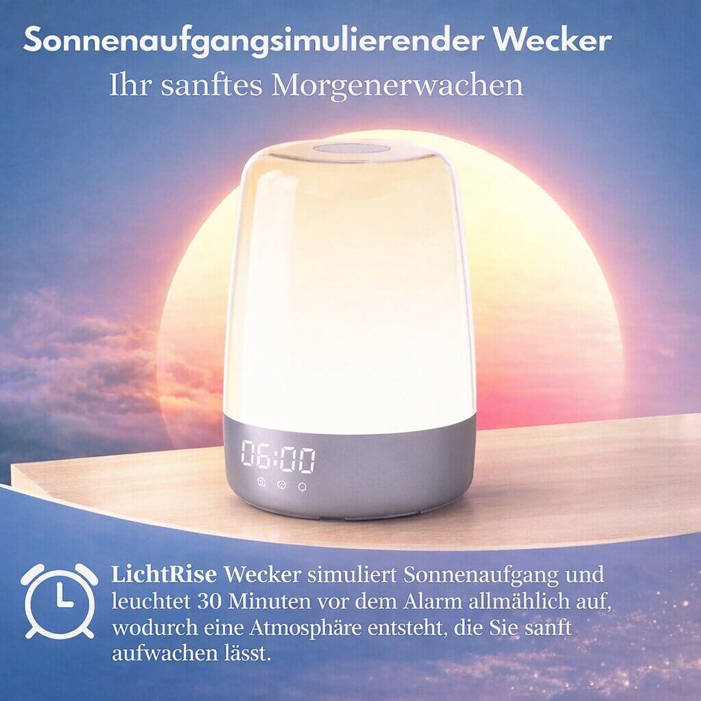 Ljusterapilampa och smart väckarklocka som förbättrar humör och sömnkvalitet.