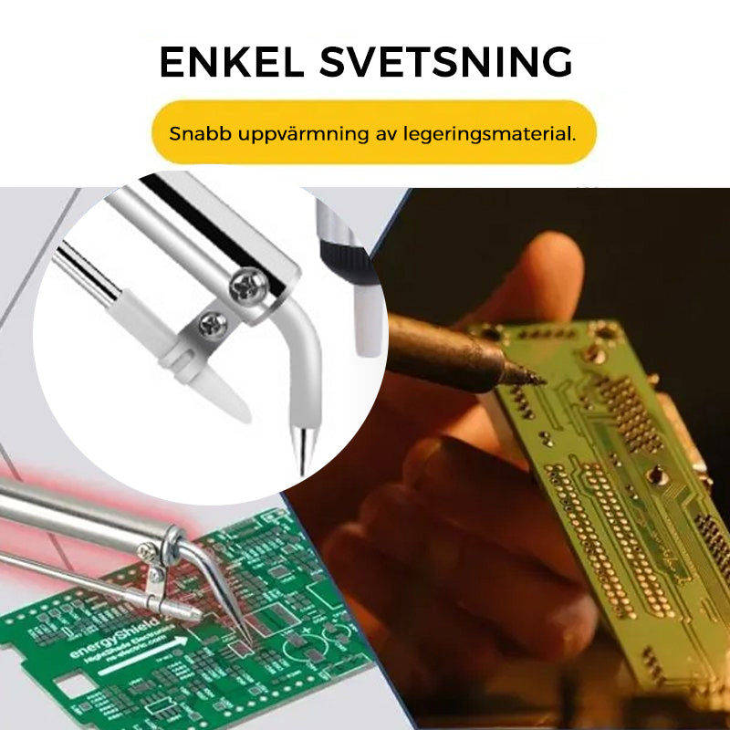"Lödkolvsats med energieffektiv design, modern svart färg och robust konstruktion, perfekt för DIY och professionell lödning.