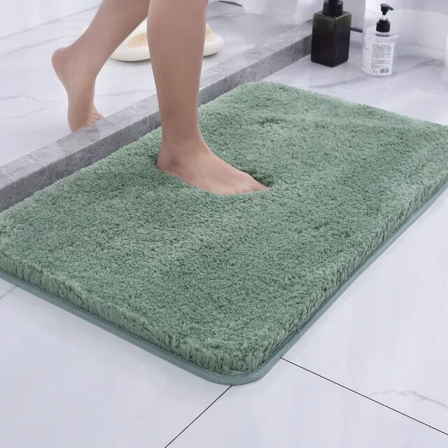 Tvättbar badrumsmatta, mjuk och lyxig, med utmärkt absorptionsförmåga och halkskydd. Lättskött textil.