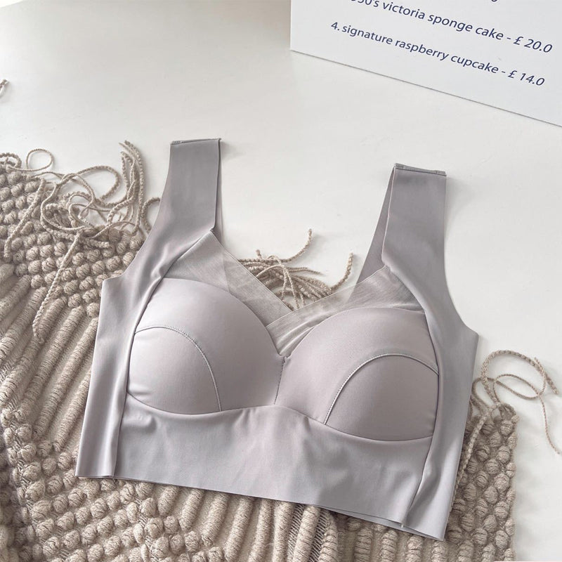 "Lyxig bh i ett stycke för kvinnor, med spetskant och mesh-ringning, i elegant design för ultimat stöd och komfort."