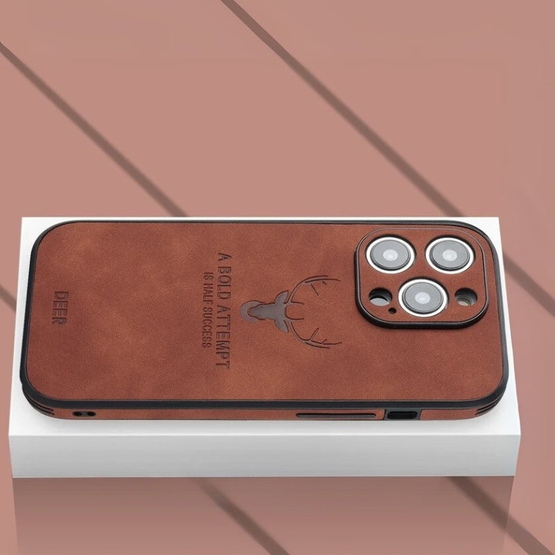 Premium iPhone-skydd: mockafodral med kameralinsskydd & stötdämpning.