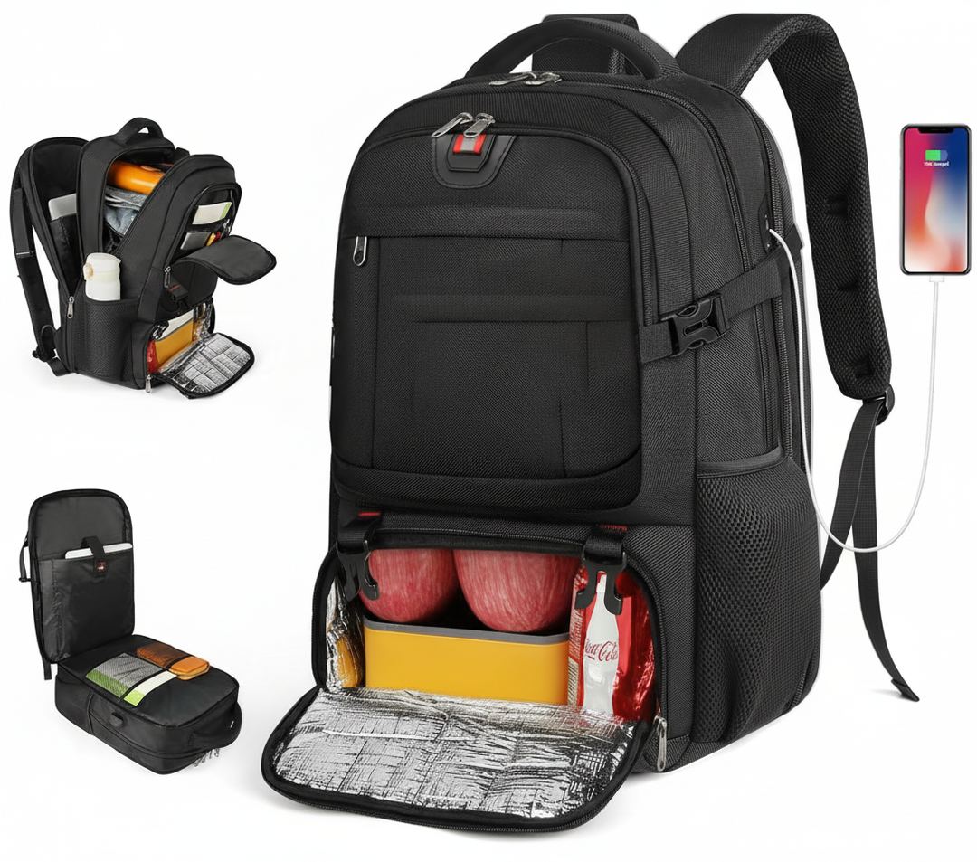 Teknikryggsäck med laptopfack & kylfack. Perfekt pendlar- och resväska med inbyggd USB-laddning.