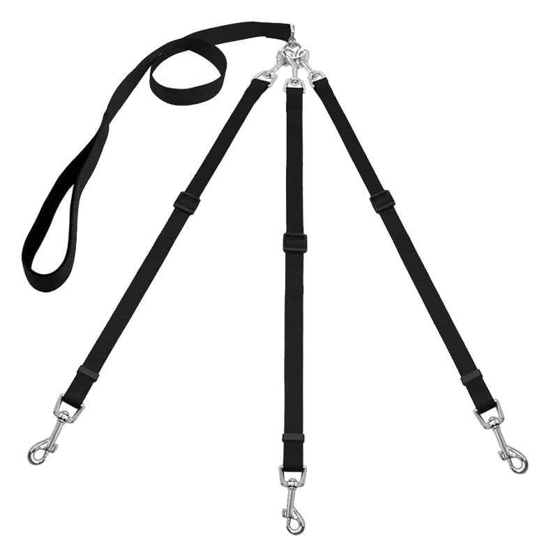 Mångsidigt 3-i-1 hundkoppel i hållbart nylon. Justerbart för promenad, säkerhet i bil, och flerfunktionellt.