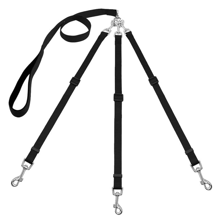 Mångsidigt 3-i-1 hundkoppel i hållbart nylon. Justerbart för promenad, säkerhet i bil, och flerfunktionellt.