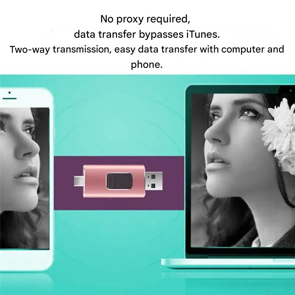 Slimmat, portabelt 4-i-1 USB-minne för mobil datalagring. Idealisk extern lösning för överföring på språng.
