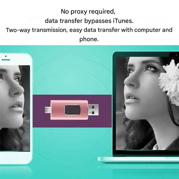 Slimmat, portabelt 4-i-1 USB-minne för mobil datalagring. Idealisk extern lösning för överföring på språng.