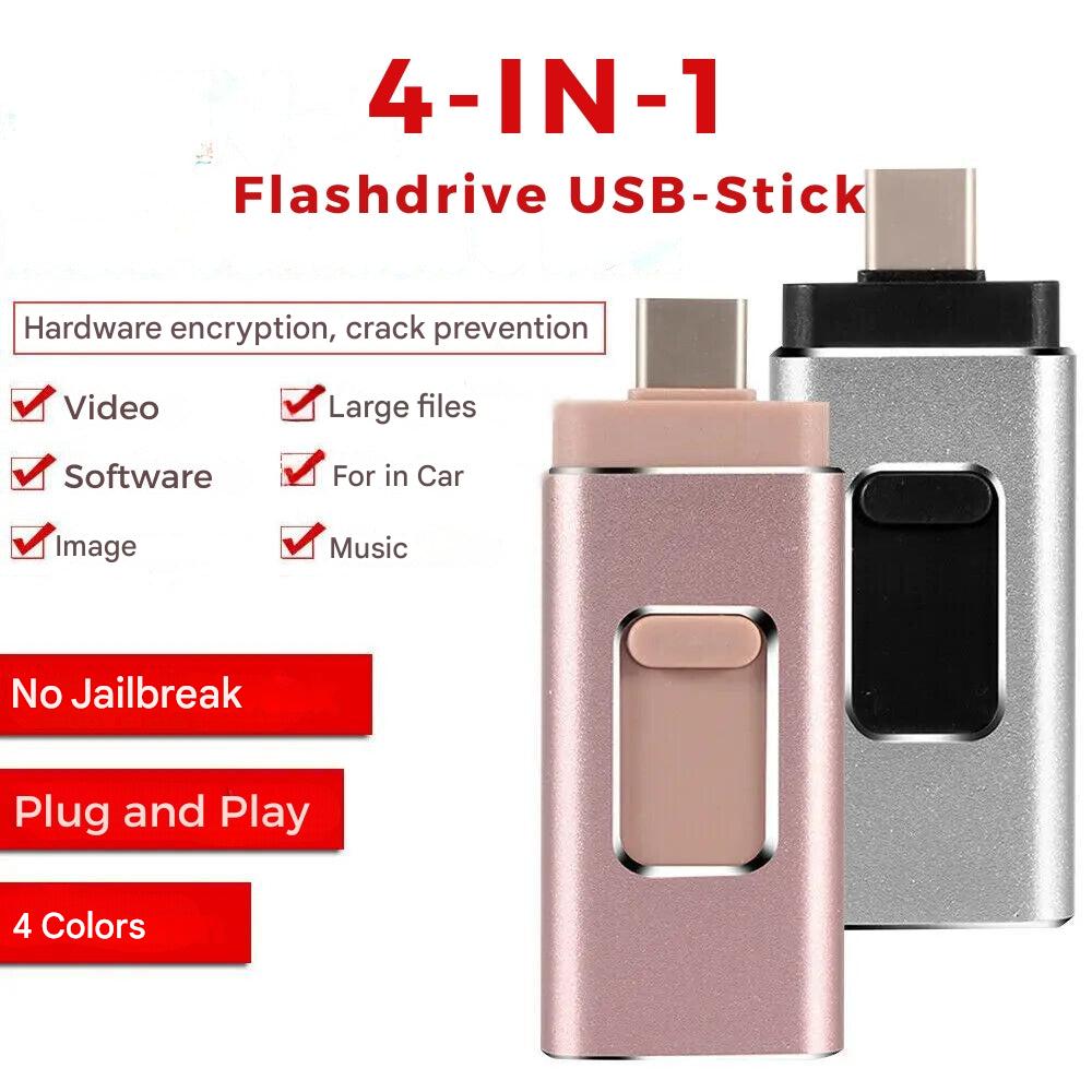 USB-minne med Lightning-kontakt för iPhone/iPad & USB-C för Android/MacBook. Universell överföring.