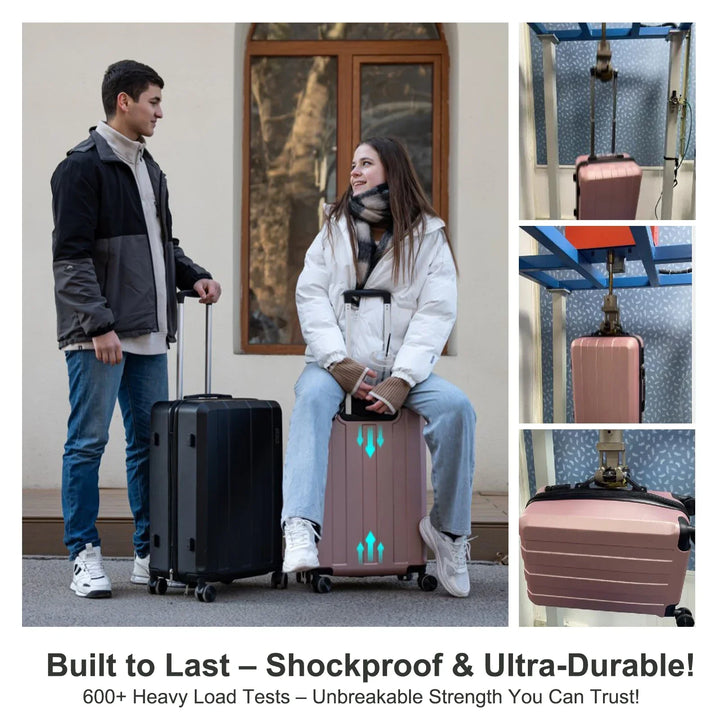 Komplett resväskset hårdskal i elegant svart. Inkluderar kabinväska & större bagage med TSA-lås för säkra resor.