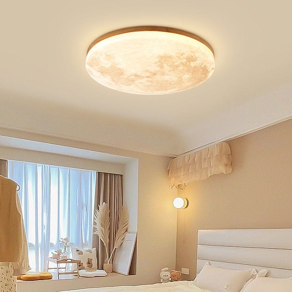 Månljus taklampa med realistisk måndesign. Mjuk, dimbar LED-belysning för sovrum och vardagsrum.