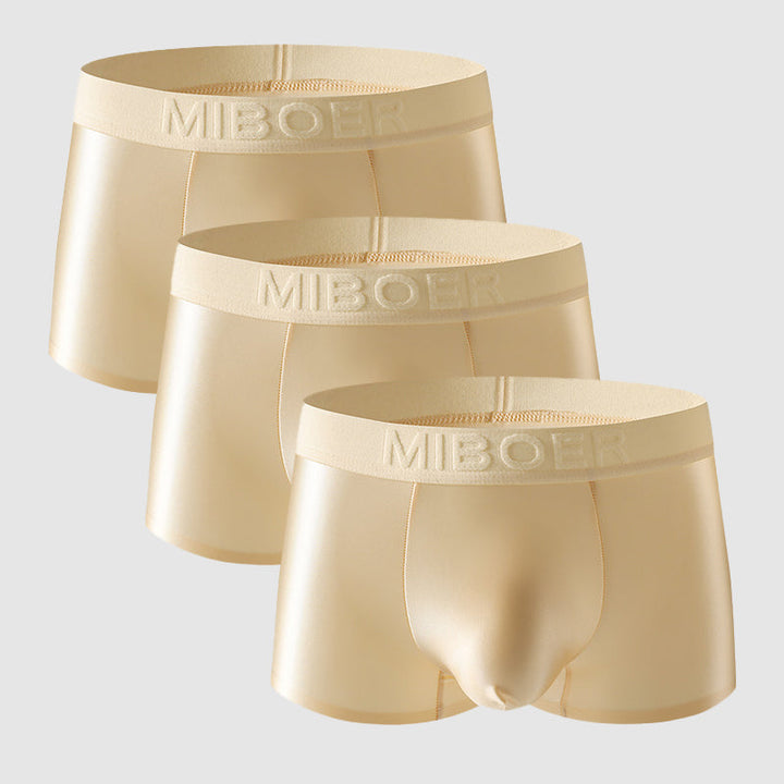Detailbild på stretchigt midjeband på mäns satängboxers, för optimal komfort och stöd.