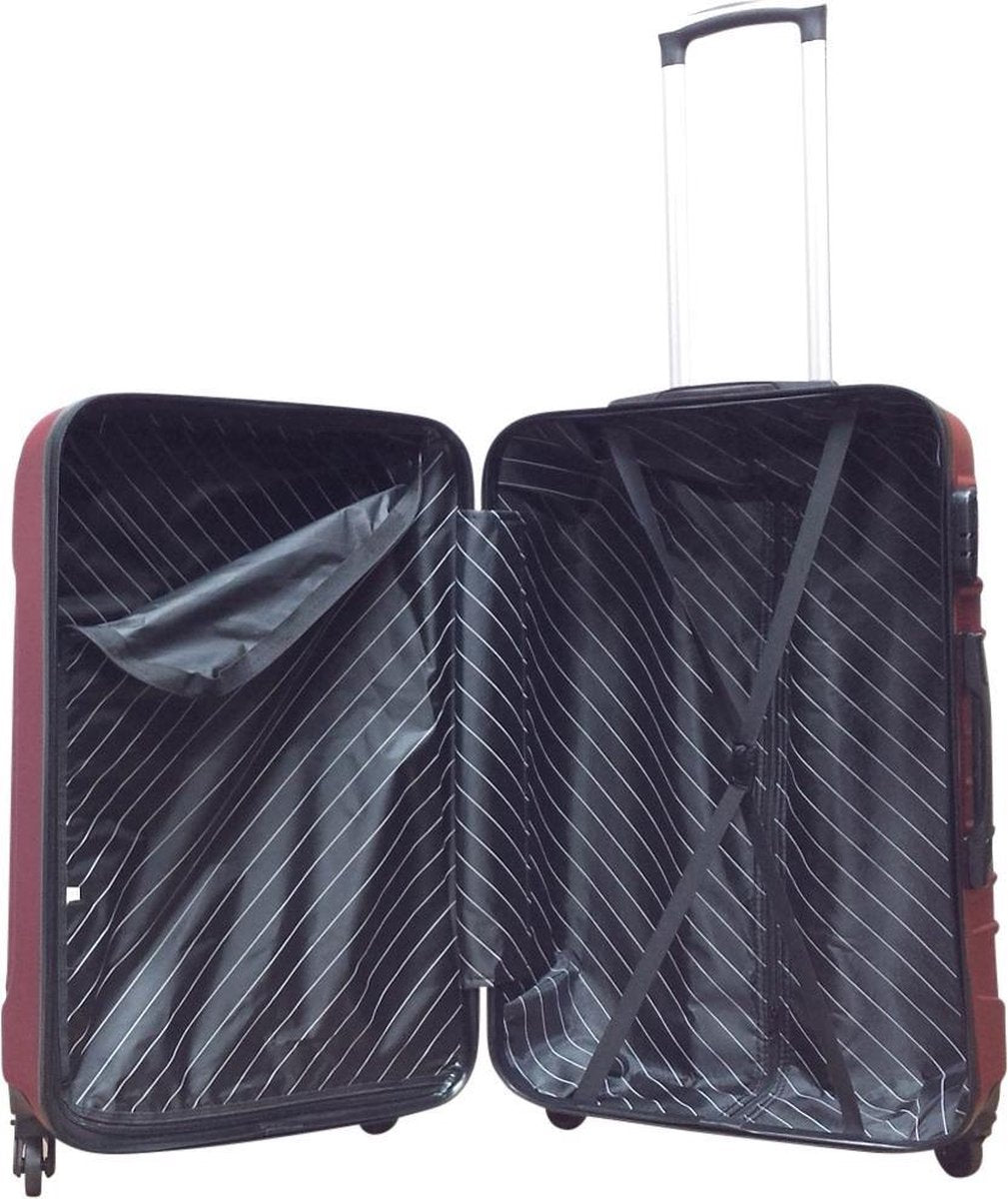 Vy uppifrån av det mörkblå 2-delade hardcase resväsksetet, redo för all din reseutrustning.
