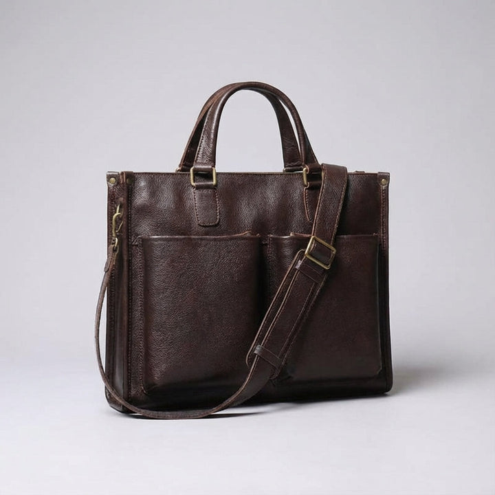 Elegant brun laptopväska, mångsidig unisex jobbväska och portfölj för professionell stil.