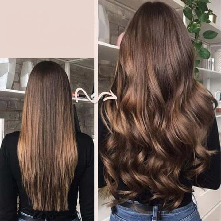 "Magic Curlers värmefri stylingkit rosa+orange, ger volym och mjuka lockar; idealiskt för olika hårtyper."
