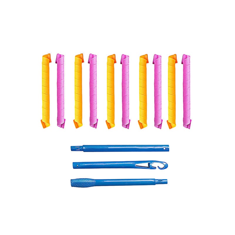 "Magic Curlers värmefri stylingkit rosa+orange, ger volym och mjuka lockar; idealiskt för olika hårtyper."
