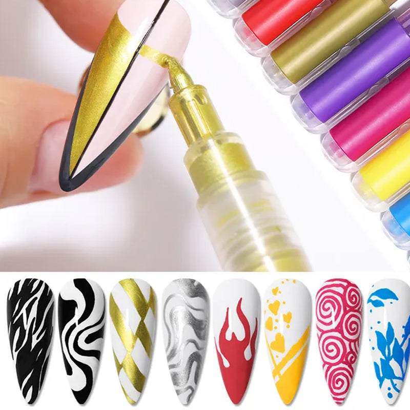 "Magic Manikyr Markör-set 12 färger, eleganta pennor för nagelkonst med ultrafina spetsar och livliga färger, nageldesign."