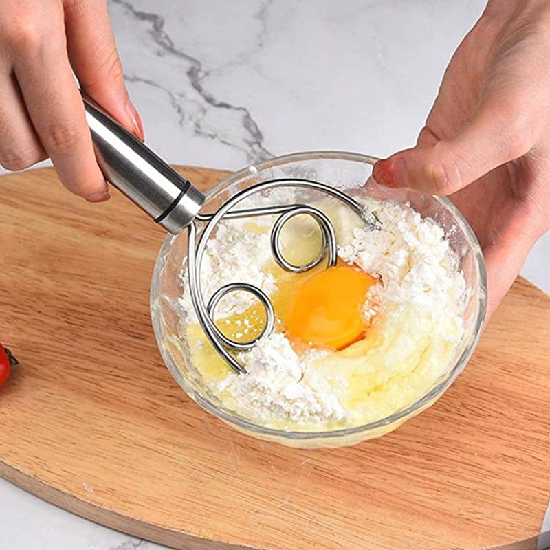 "Magisk degvisp i rostfritt stål, ergonomisk design, perfekt för deg och såser, hållbar och lätt att rengöra, köksredskap."