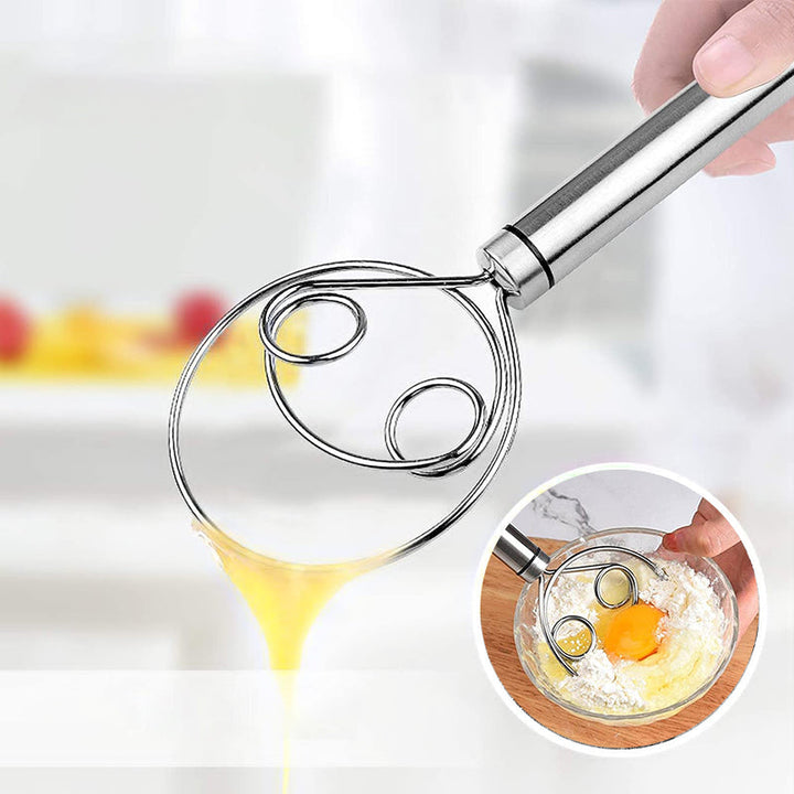 "Magisk degvisp i rostfritt stål, ergonomisk design, perfekt för deg och såser, hållbar och lätt att rengöra, köksredskap."