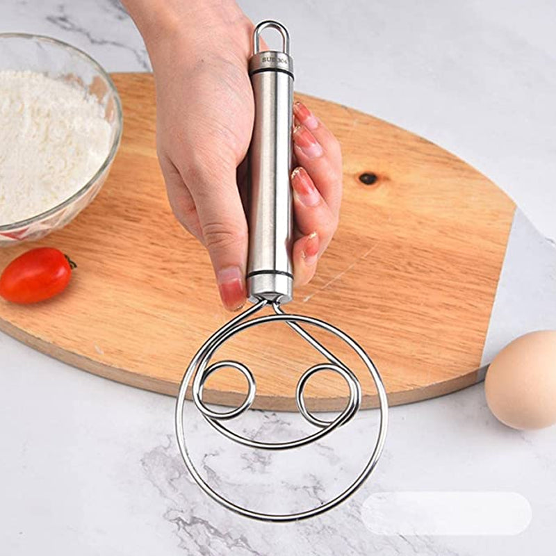 "Magisk degvisp i rostfritt stål, ergonomisk design, perfekt för deg och såser, hållbar och lätt att rengöra, köksredskap."