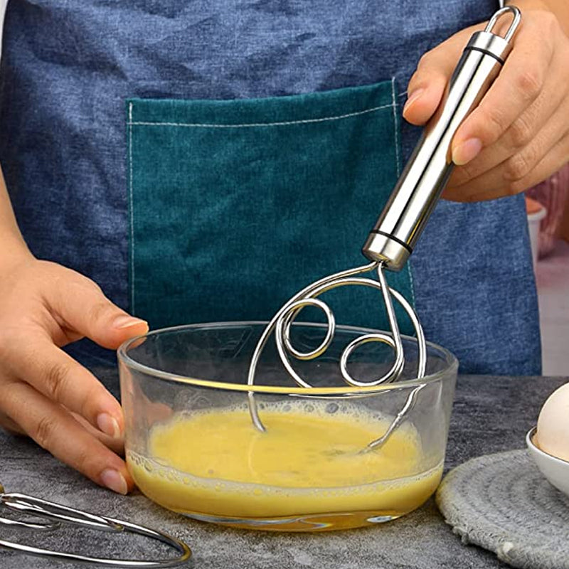 "Magisk degvisp i rostfritt stål, ergonomisk design, perfekt för deg och såser, hållbar och lätt att rengöra, köksredskap."