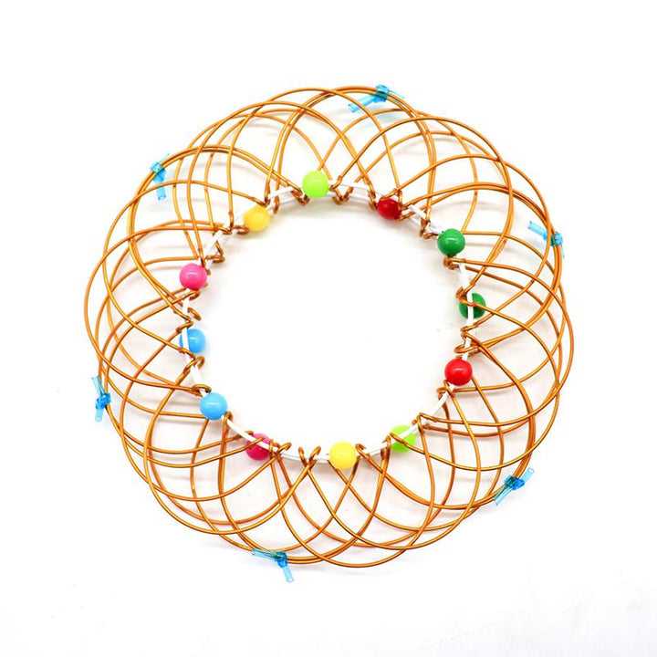 Magisk mandala blomkorg leksak med färgglada pärlor, flexibel med livfulla former och slående geometrisk design.