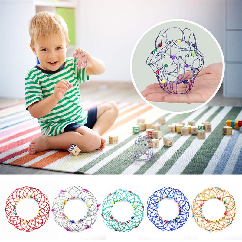 Magisk mandala blomkorg leksak med färgglada pärlor, flexibel med livfulla former och slående geometrisk design.