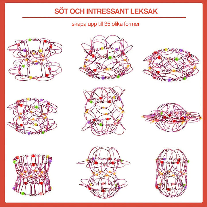 Magisk mandala blomkorg leksak med färgglada pärlor, flexibel med livfulla former och slående geometrisk design.