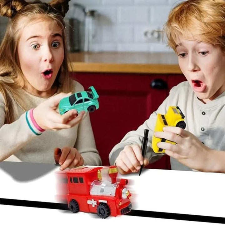 Magisk spårbil som följer barns ritningar på papper. Utvecklande och interaktiv leksak för kreativ lek.