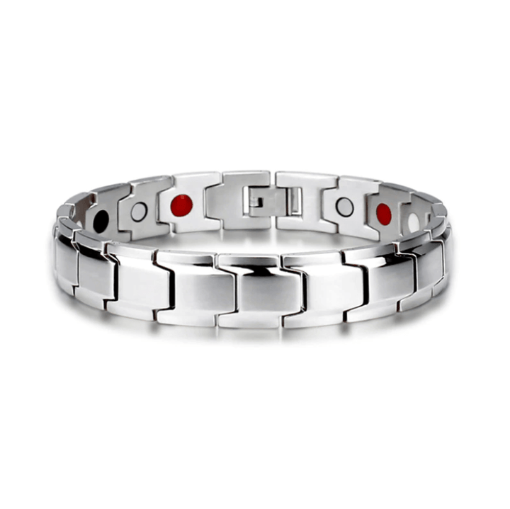 CoreFlex magnetarmband i rostfritt stål med terapeutiska magneter, för ökat välmående och energi.