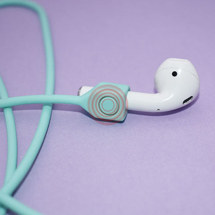 "Magnetisk Airpods nackrem i färgglad silikon, idealisk för sport, säker och bekväm användning med stark magnet."
