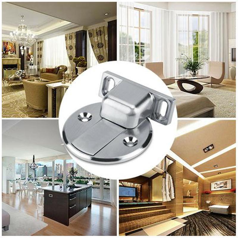 "Magnetisk dörrstopp i zinklegering, borstad yta, för hem och kontor, enkel installation, hållbar och elegant stil."