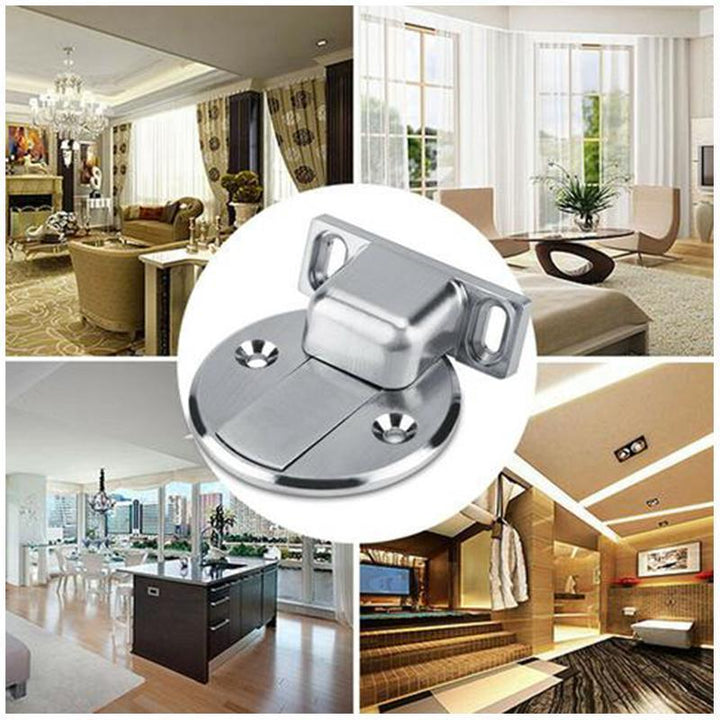 "Magnetisk dörrstopp i zinklegering, borstad yta, för hem och kontor, enkel installation, hållbar och elegant stil."