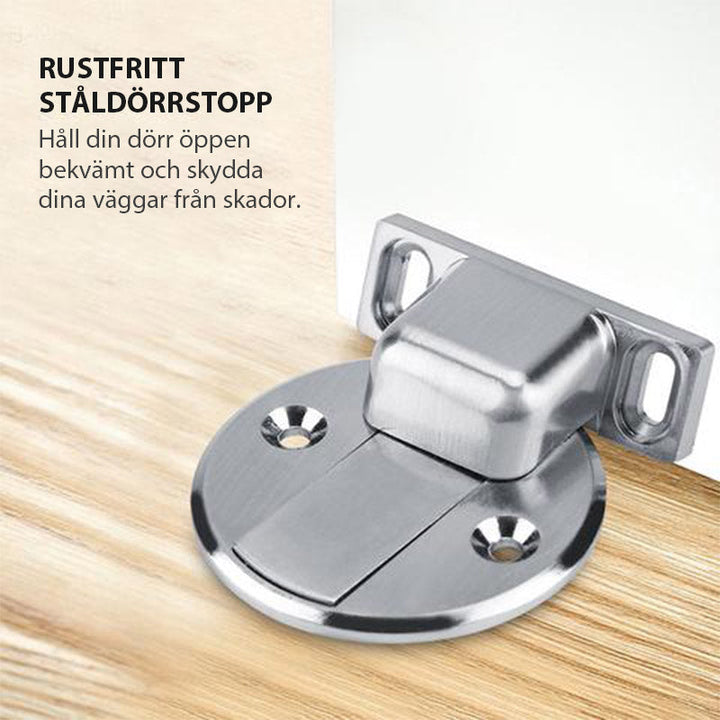 "Magnetisk dörrstopp i zinklegering, borstad yta, för hem och kontor, enkel installation, hållbar och elegant stil."